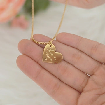 Florence Heart Gold Actual Handwriting Necklace